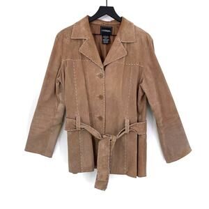 VTG OUTBROOK Suede Leather Jacket Tan L